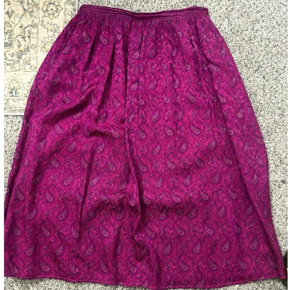 Levante Dresses & Skirts - Vintage 90s Levante 100% Silk Paisley Midi Skirt Women's Size 12